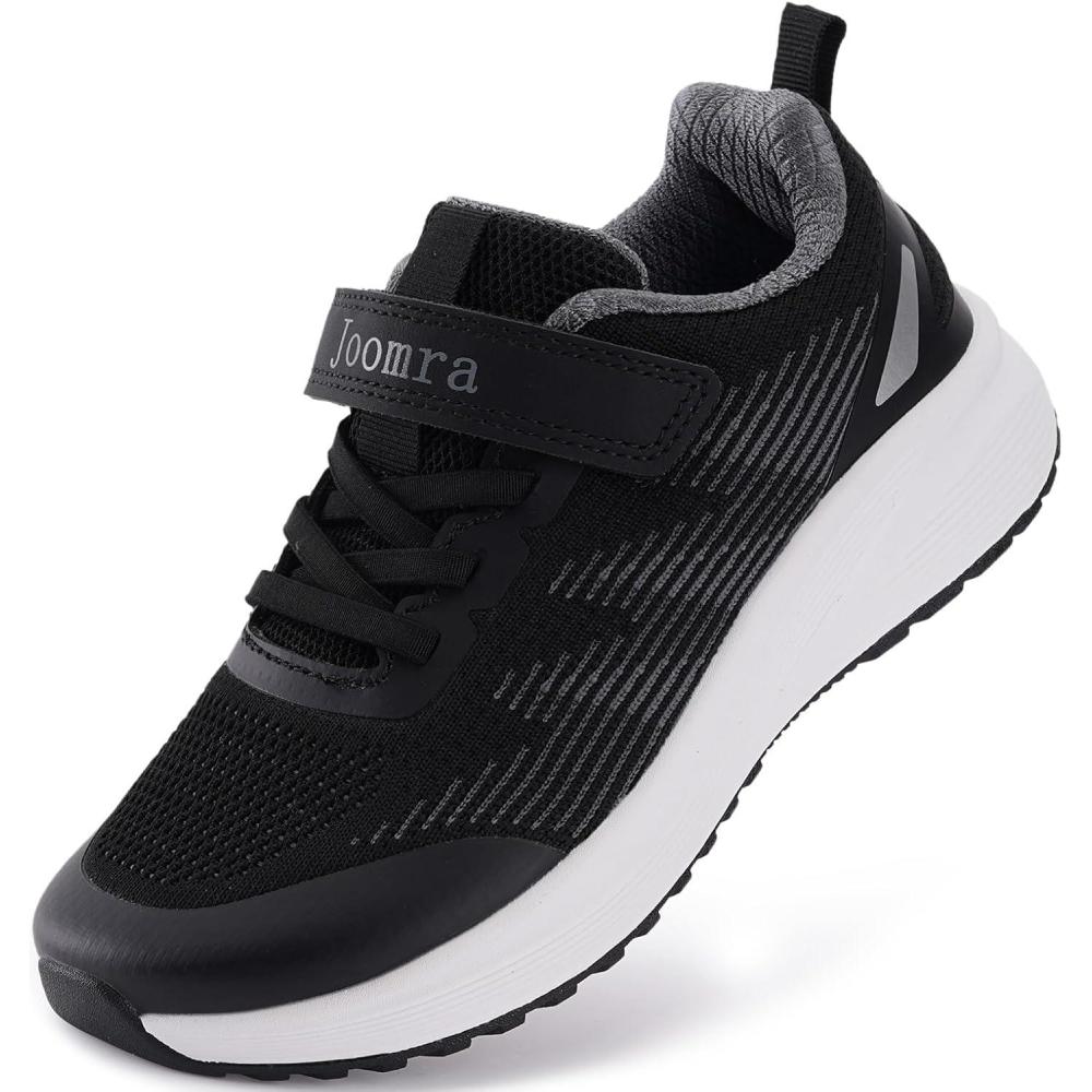 imageJoomra LittleBig Kids Wide Toe Box Tennis Shoes Running Sneakers for Boys GirlsRubber OutsoleBlack