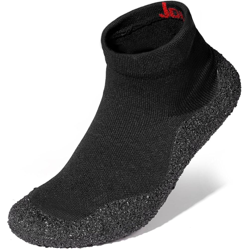 imageJoomra Womens Mens Minimalist Barefoot Sock Shoes Zero Drop ECO Vegan MultiPurpose ampamp UltraPortable Water FootwearDark Black