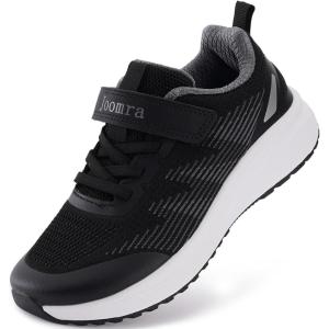 Joomra Little/Big Kids Wide Toe Box Tennis Shoes | Running Sneakers for Boys Girls+Rubber Outsole(Black)