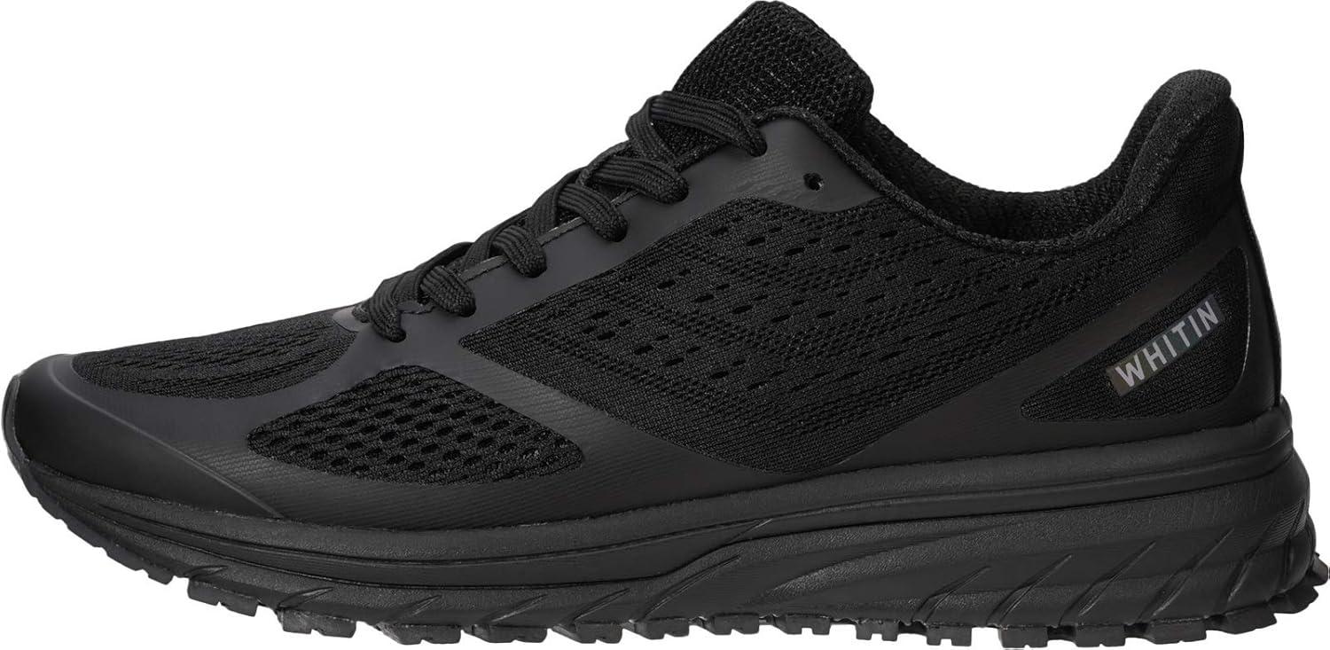 imageJoomra Whitin Mens Supportive Running Shoes Cushioned Athletic SneakersBlackMesh