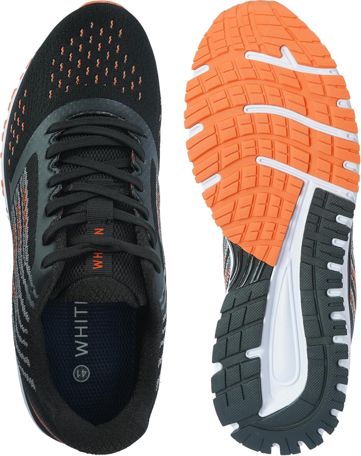imageJoomra Whitin Mens Supportive Running Shoes Cushioned Athletic SneakersS5 Black Orange