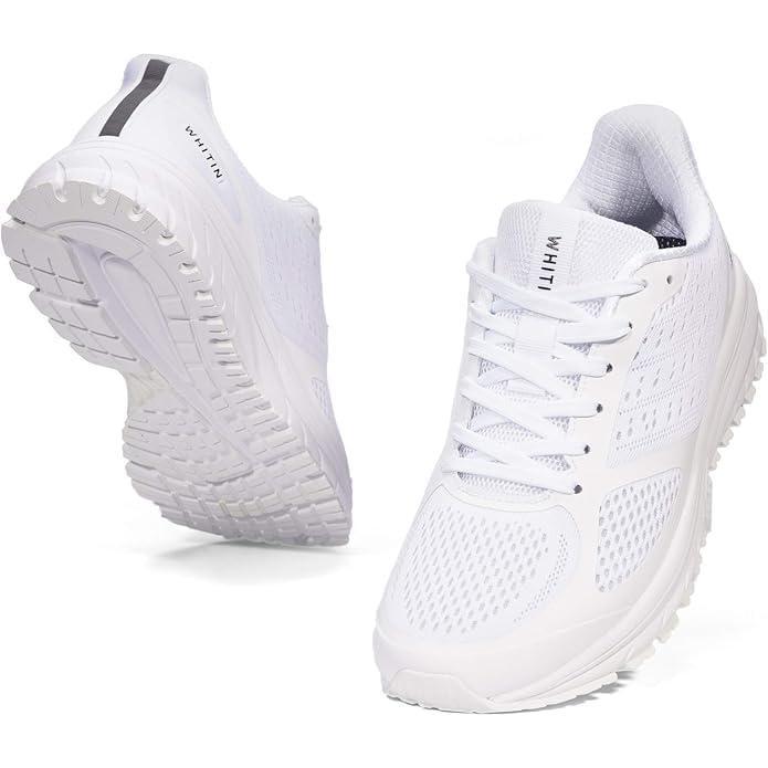 imageJoomra Whitin Mens Supportive Running Shoes Cushioned Athletic SneakersWhite