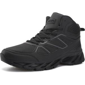 Joomra Men’s Fashion High Top Sneakers | Athletic-Inspired Shoes | Targeted Ankle Support(X36 | All Black)