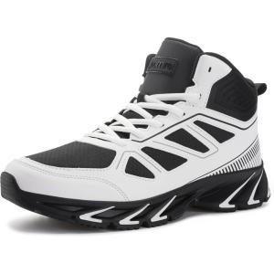 Joomra Men’s Fashion High Top Sneakers | Athletic-Inspired Shoes | Targeted Ankle Support(X36 | Black White)