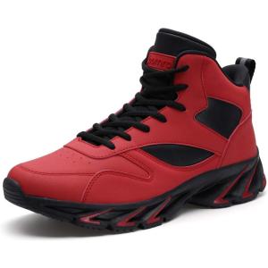 Joomra Men’s Stylish Sneakers High Top Athletic-Inspired Shoes(2_red)