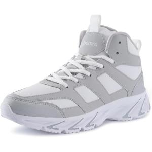 Joomra Men’s Stylish Sneakers High Top Athletic-Inspired Shoes(X35 | Grey White)