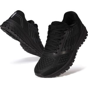 Joomra Whitin Men’s Supportive Running Shoes Cushioned Athletic Sneakers(All Black)