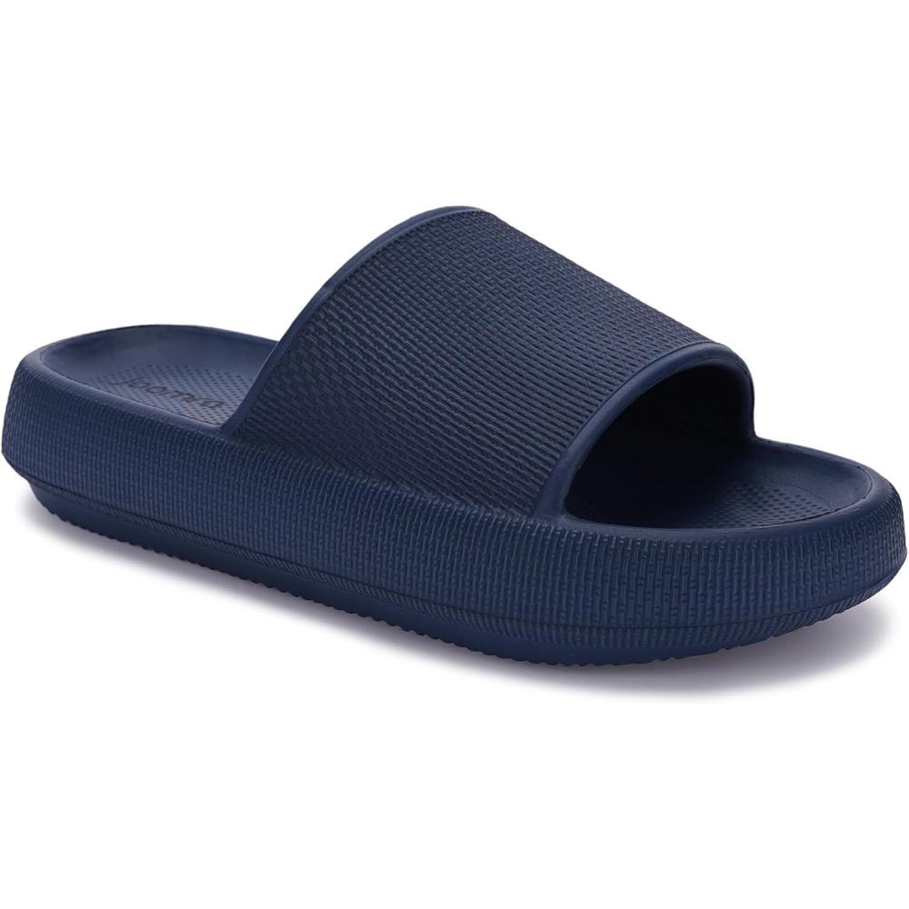 imageJoomra Pillow Slippers for Women and Men Non Slip Quick Drying Shower Slides Bathroom Sandals Ultra Cushion Thick SoleDark Blue