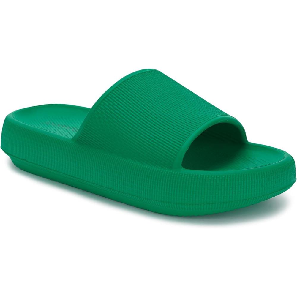 imageJoomra Pillow Slippers for Women and Men Non Slip Quick Drying Shower Slides Bathroom Sandals Ultra Cushion Thick SoleGreen