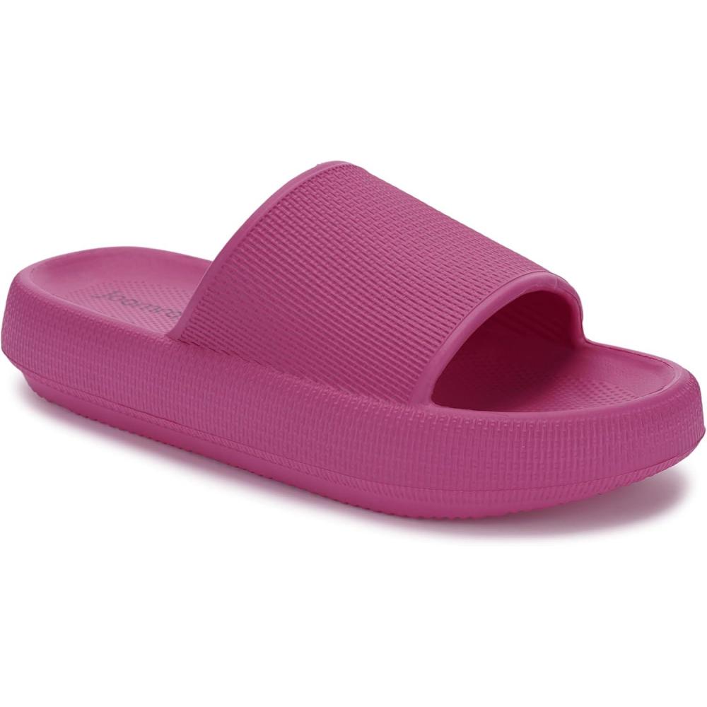 imageJoomra Pillow Slippers for Women and Men Non Slip Quick Drying Shower Slides Bathroom Sandals Ultra Cushion Thick SoleHot Pink