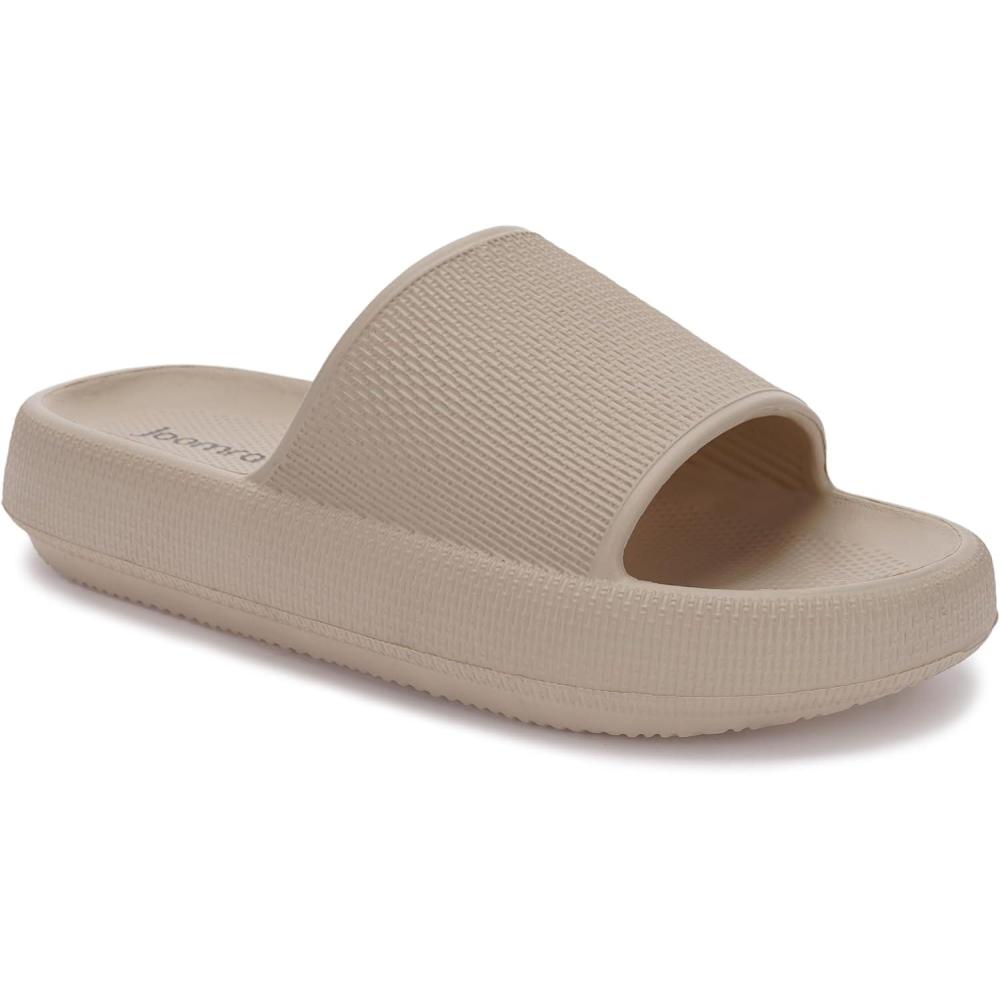 imageJoomra Pillow Slippers for Women and Men Non Slip Quick Drying Shower Slides Bathroom Sandals Ultra Cushion Thick SoleKhaki