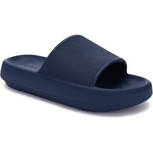 Joomra Pillow Slippers for Women and Men Non Slip Quick Drying Shower Slides Bathroom Sandals | Ultra Cushion | Thick Sole(Dark Blue)