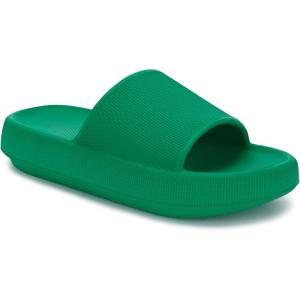 Joomra Pillow Slippers for Women and Men Non Slip Quick Drying Shower Slides Bathroom Sandals | Ultra Cushion | Thick Sole(Green)