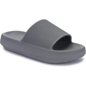 Joomra Pillow Slippers for Women and Men Non Slip Quick Drying Shower Slides Bathroom Sandals | Ultra Cushion | Thick Sole(Grey)