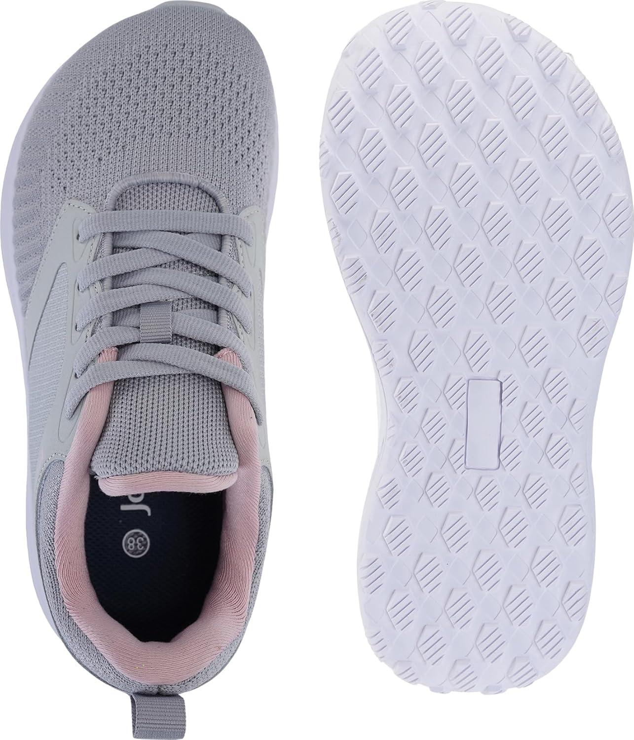 imageJoomra Womens Wide Toe Box Shoes for Female Size 9w Gym Training Workout Road Running Trail Non Slip Adult Fashion Walking Tennis Sneakers Footwear Grey 40