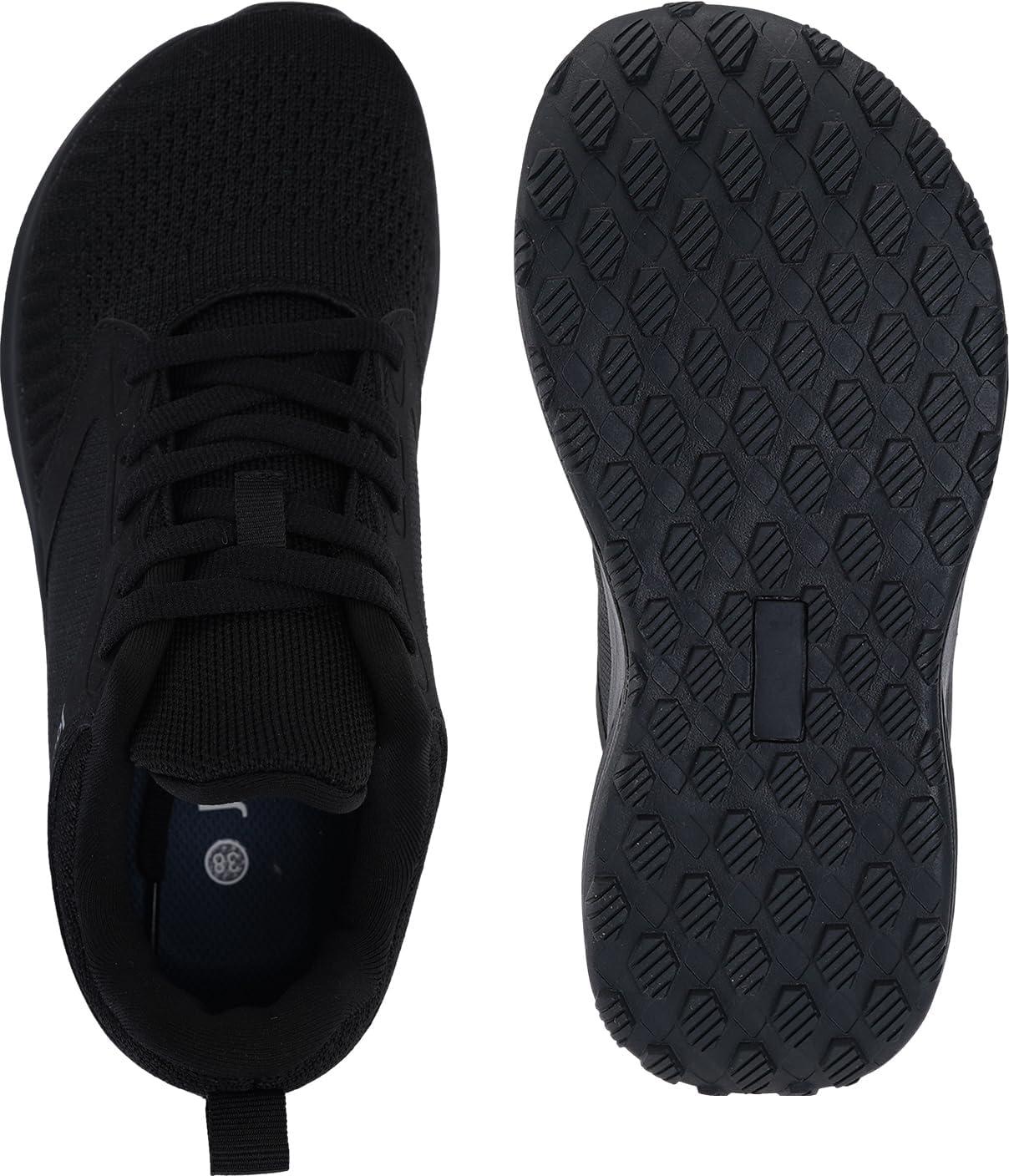 imageJoomra Womens Wide Toe Box Shoes for Size 8w Fashion Gym Running Workout Walking Outdoor Cushioning Knit Tennis Sneakers Black 39