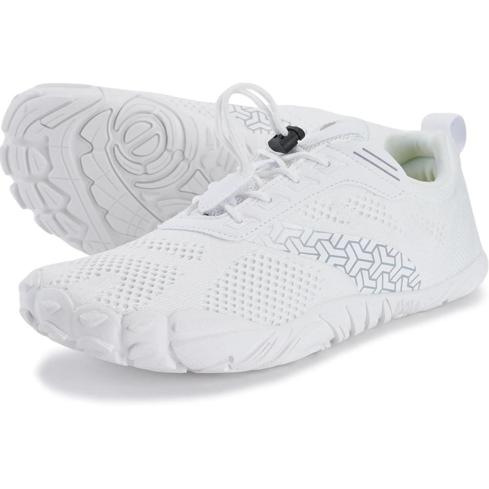 imageJoomra Womens Trail Running Barefoot Shoes Wide Toe Box Minimalist Sneakers Zero DropW20 White