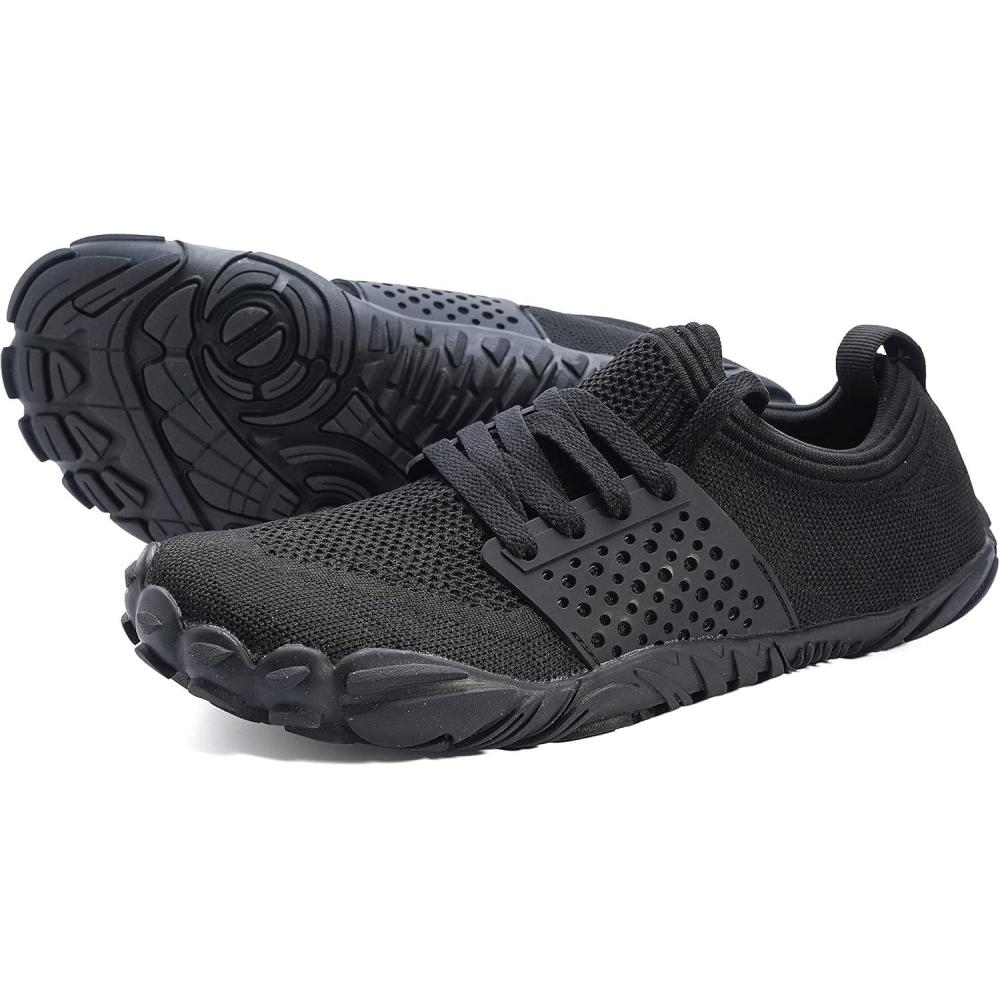 imageJoomra Womens Trail Running Barefoot Shoes Wide Toe Box Minimalist Sneakers Zero DropW21v2 All Black