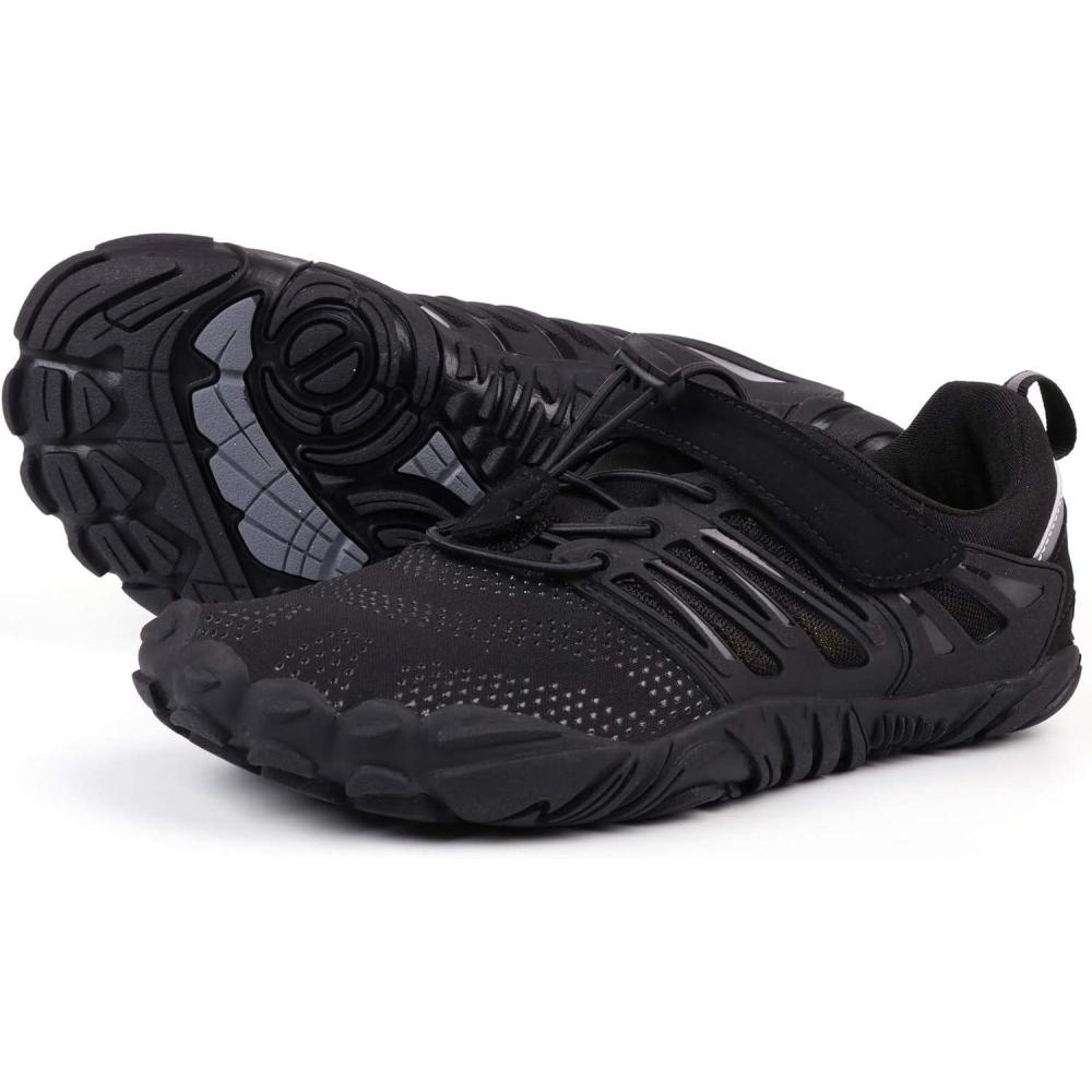 imageJoomra Womens Trail Running Barefoot Shoes Wide Toe Box Minimalist Sneakers Zero DropW30 All Black