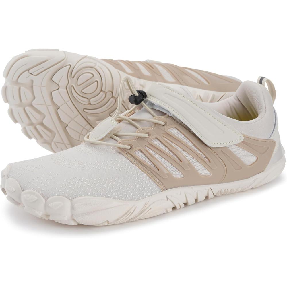 imageJoomra Womens Trail Running Barefoot Shoes Wide Toe Box Minimalist Sneakers Zero DropW30 Beige