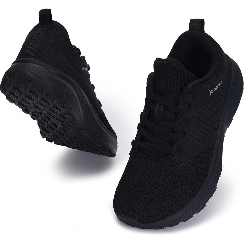 imageJoomra Womens Wide Toe Box Walking Shoes Wide Athletic Tennis Sneakers Rubber OutsoleS76 All Black
