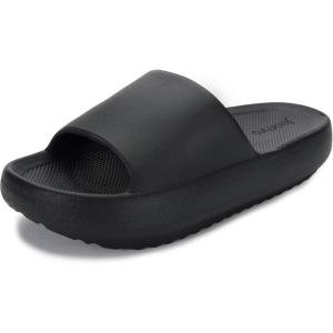 Joomra Arch Support Slides for Women and Men Recovery Thick Sole Sandals Plantar Fasciitis Slippers | Pain Relief(All Black With Arch Support)