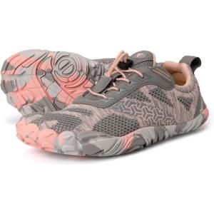 Joomra Women’s Trail Running Barefoot Shoes | Wide Toe Box Minimalist Sneakers | Zero Drop(W20 | Pink Grey)