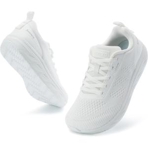 Joomra Women’s Walking Tennis Shoes | Athletic Running Sneakers | Spacious Toe Box & Rubber Outsole(L100 | White)