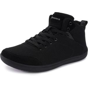Joomra Women’s Wide High Top Barefoot Shoes | Zero Drop Rubber Outsole | Comfort Ankle Support(W8251 | All Black)