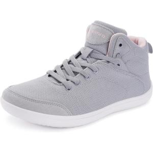 Joomra Women’s Wide High Top Barefoot Shoes | Zero Drop Rubber Outsole | Comfort Ankle Support(W8251 | Grey)