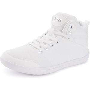 Joomra Women’s Wide High Top Barefoot Shoes | Zero Drop Rubber Outsole | Comfort Ankle Support(W8251 | White)