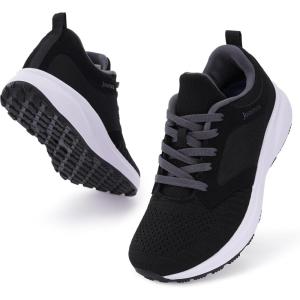 Joomra Women’s Wide Toe Box Walking Shoes | Wide Athletic Tennis Sneakers | Rubber Outsole(S76 | Black)
