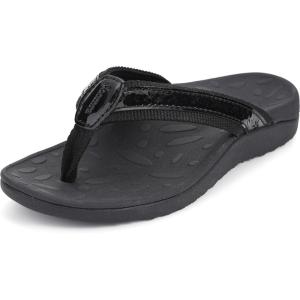 Joomra Women’s Flip Flops Arch Support Orthotic Toe Post Thong Sandals(All Black)