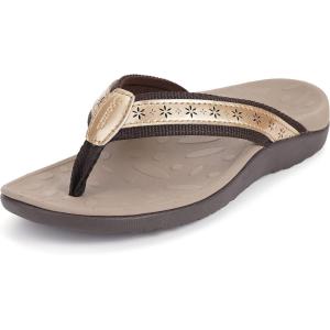 Joomra Women’s Flip Flops Arch Support Orthotic Toe Post Thong Sandals(Gold)