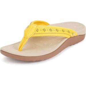 Joomra Women’s Flip Flops Arch Support Orthotic Toe Post Thong Sandals(Yellow)