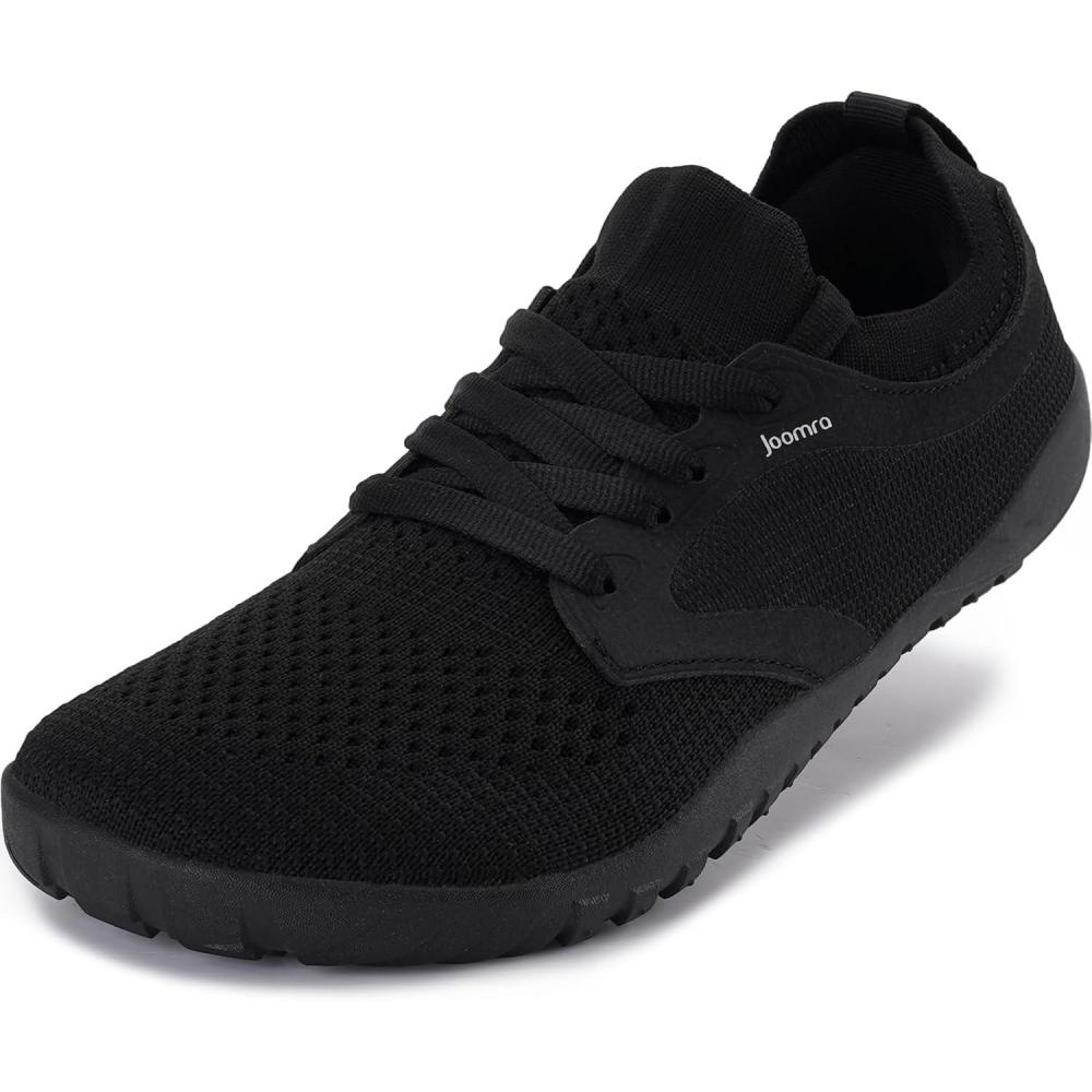 imageJoomra Womens Wide Minimalist Barefoot Shoes Wide Toe Box Fashion Sneakers Zero Drop Grippy SoleAll Black