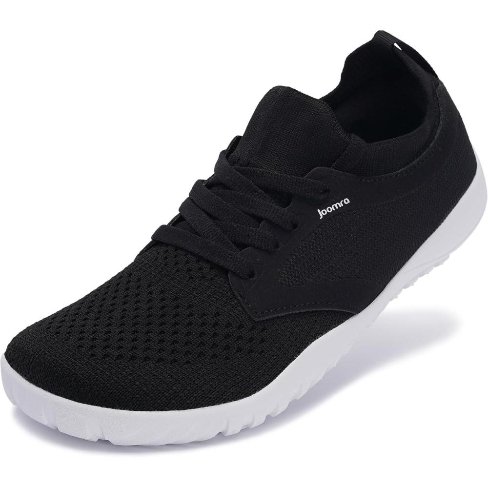 imageJoomra Womens Wide Minimalist Barefoot Shoes Wide Toe Box Fashion Sneakers Zero Drop Grippy SoleBlack White