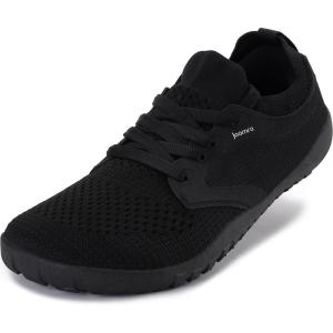 Joomra Women’s Wide Minimalist Barefoot Shoes | Wide Toe Box Fashion Sneakers | Zero Drop Grippy Sole(All Black)