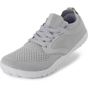 Joomra Women’s Wide Minimalist Barefoot Shoes | Wide Toe Box Fashion Sneakers | Zero Drop Grippy Sole(Light Grey)