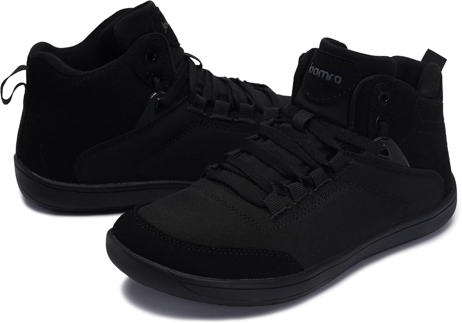 imageJoomra Womens Barefoot High Top Shoes Size 9W Fashion Wide Toe Box Whitin Mid Ankle Walking Minimalist Zero Drop Casual Gym Tennis Sneakers Black 40