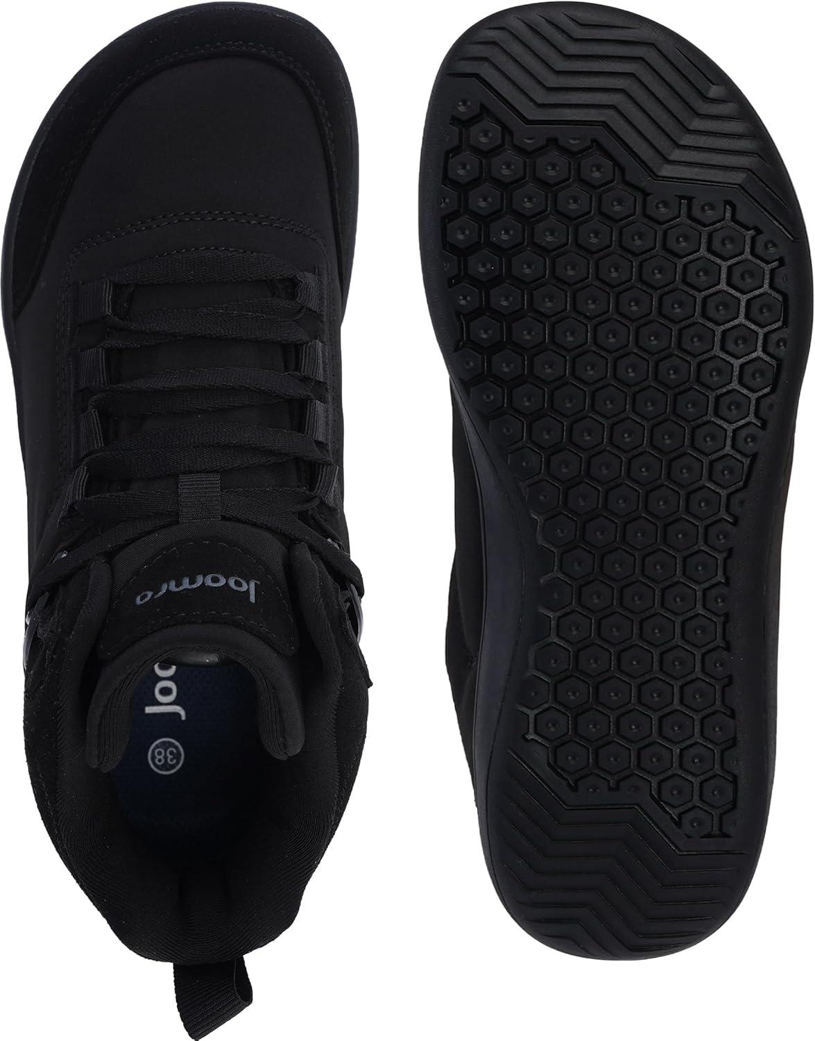 imageJoomra Womens Barefoot High Top Shoes Size 9W Fashion Wide Toe Box Whitin Mid Ankle Walking Minimalist Zero Drop Casual Gym Tennis Sneakers Black 40