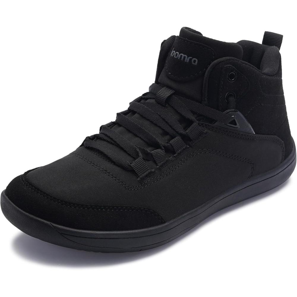 imageJoomra Womens Barefoot High Top Shoes Size 9W Fashion Wide Toe Box Whitin Mid Ankle Walking Minimalist Zero Drop Casual Gym Tennis Sneakers Black 40