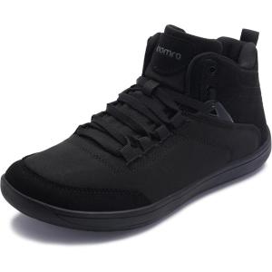 Joomra Women’s Barefoot High Top Shoes Size 9W Fashion Wide Toe Box Whitin Mid Ankle Walking Minimalist Zero Drop Casual Gym Tennis Sneakers Black 40