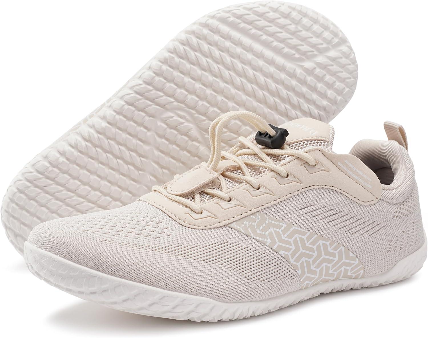 image:imageJoomra Womens Wide Toe Box Barefoot Trail Running Shoes Zero Drop Minimalist Sneakers Durable Grippy Rubber OutsoleW705 Beige