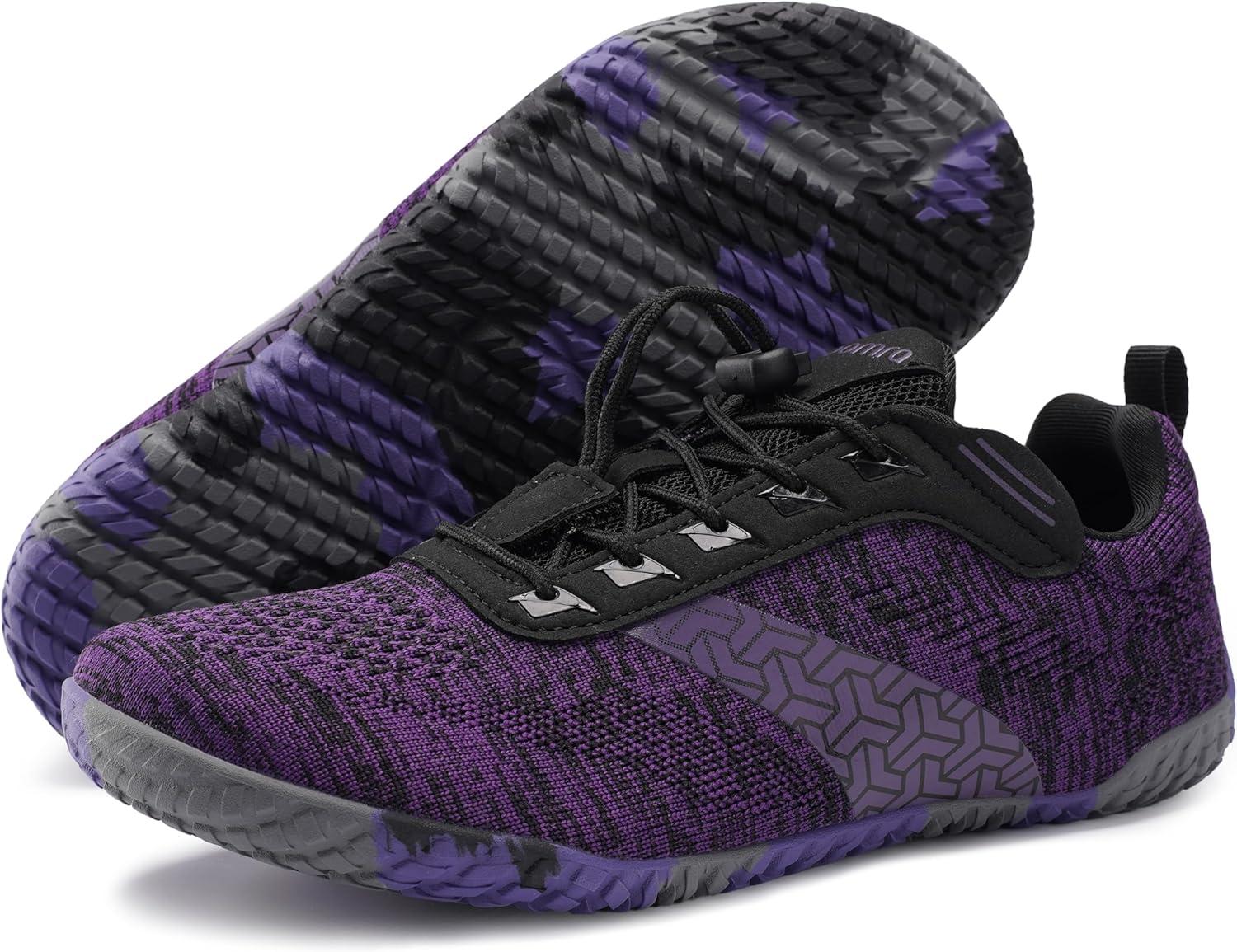image:imageJoomra Womens Wide Toe Box Barefoot Trail Running Shoes Zero Drop Minimalist Sneakers Durable Grippy Rubber OutsoleW705 Purple