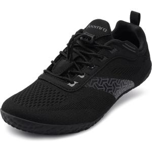 Joomra Women’s Wide Toe Box Barefoot Trail Running Shoes | Zero Drop Minimalist Sneakers | Durable Grippy Rubber Outsole(W705 | All Black)