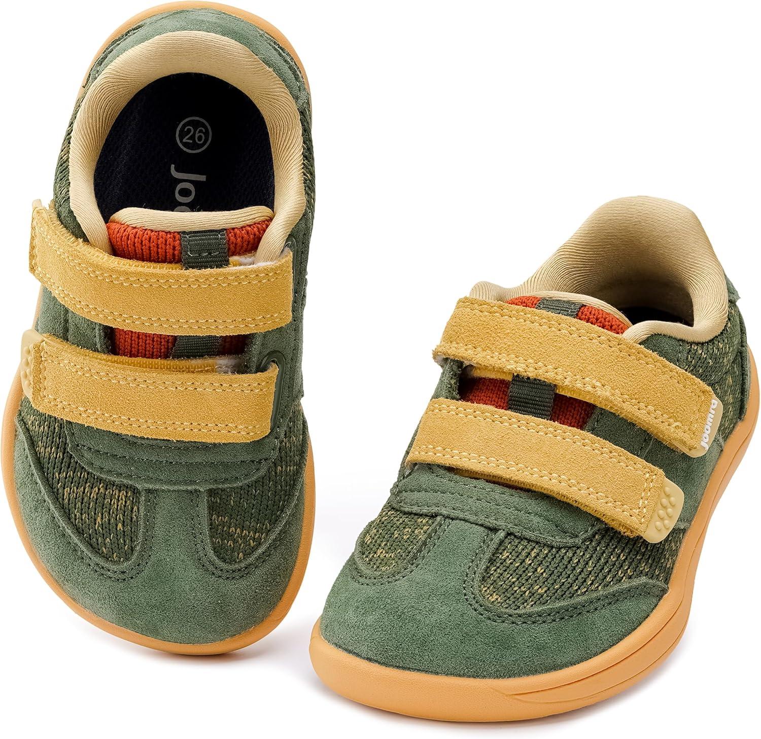 image:imageJoomra ToddlerLittle Kid Wide Barefoot Shoes Splay Naturally Minimalist Sneakers for Boys Girls Durable Adjustable StrapW8k13 Green Yellow