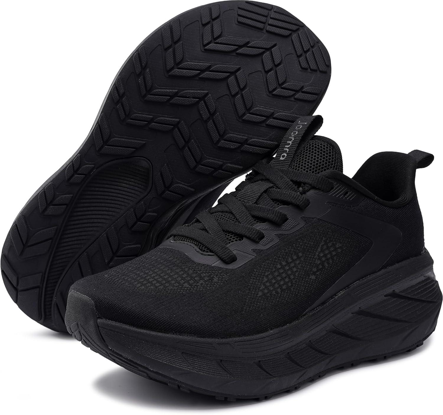 image:imageJoomra Womens Wide Toe Box Walking Shoes Thick Cushioned Sole Running Sneakers 177 in Stack HeightAll Black