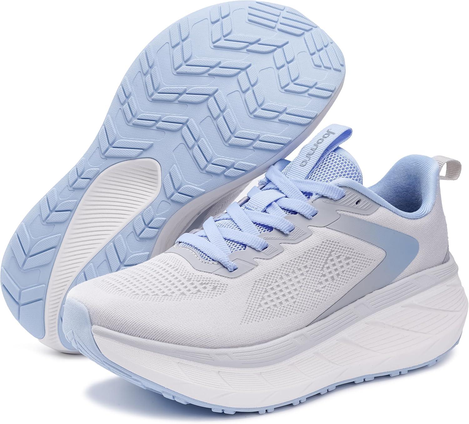 image:imageJoomra Womens Wide Toe Box Walking Shoes Thick Cushioned Sole Running Sneakers 177 in Stack HeightLight Grey