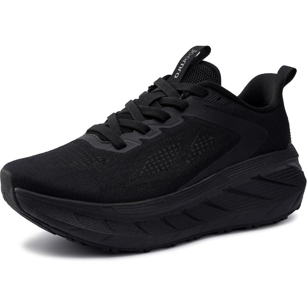 image:imageJoomra Womens Wide Toe Box Walking Shoes Thick Cushioned Sole Running Sneakers 177 in Stack HeightAll Black